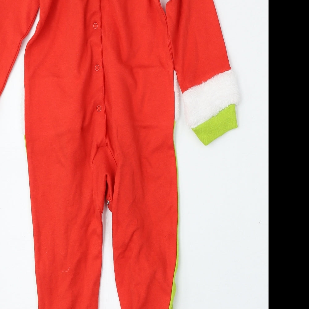The Grinch Boys Red  Cotton Coverall Outfit/Set Size 18-24 Months   - Grinch One Piece