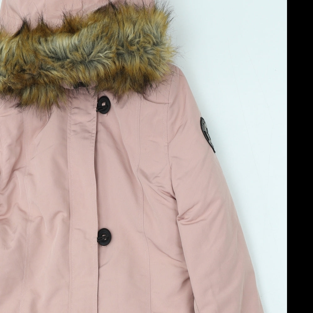 Boohoo Womens Pink   Parka Jacket Size 10  Zip