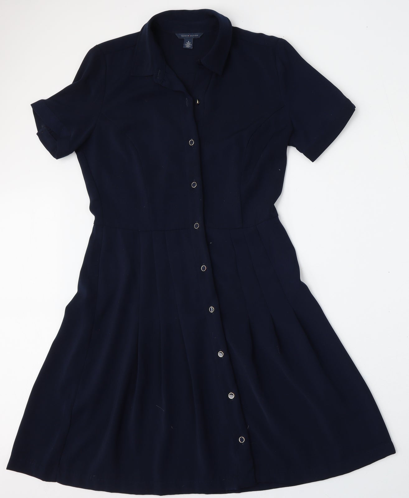 Tommy Hilfiger Womens Blue  Polyester Skater Dress  Size 4  Collared Button