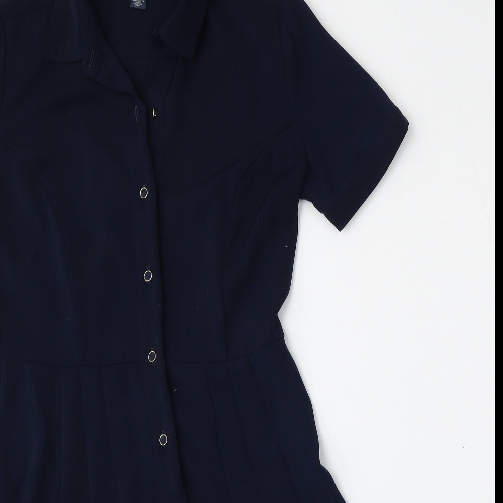 Tommy Hilfiger Womens Blue  Polyester Skater Dress  Size 4  Collared Button