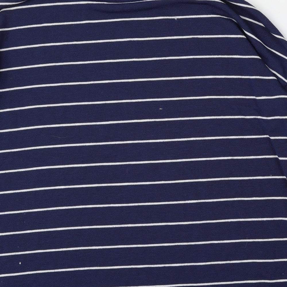TU Womens Blue Round Neck Striped Polyester Pullover Jumper Size 20