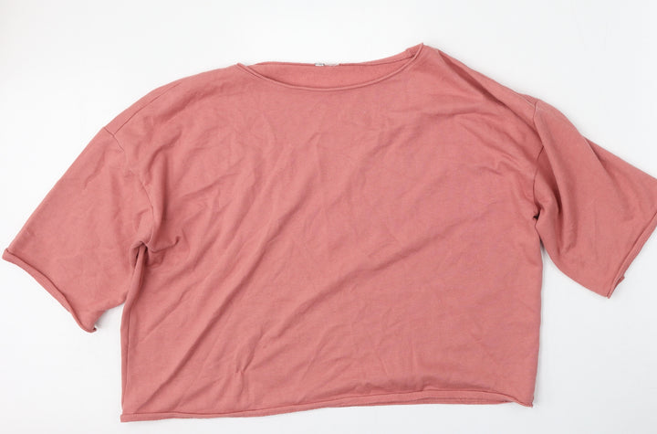 H&M Womens Pink Round Neck Cotton Pullover Jumper Size L