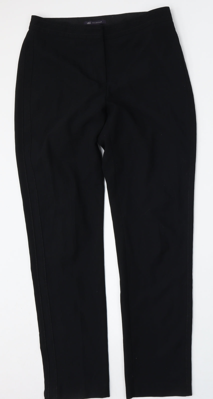 M&S Womens Black  Polyester Trousers  Size 10 L29 in Regular