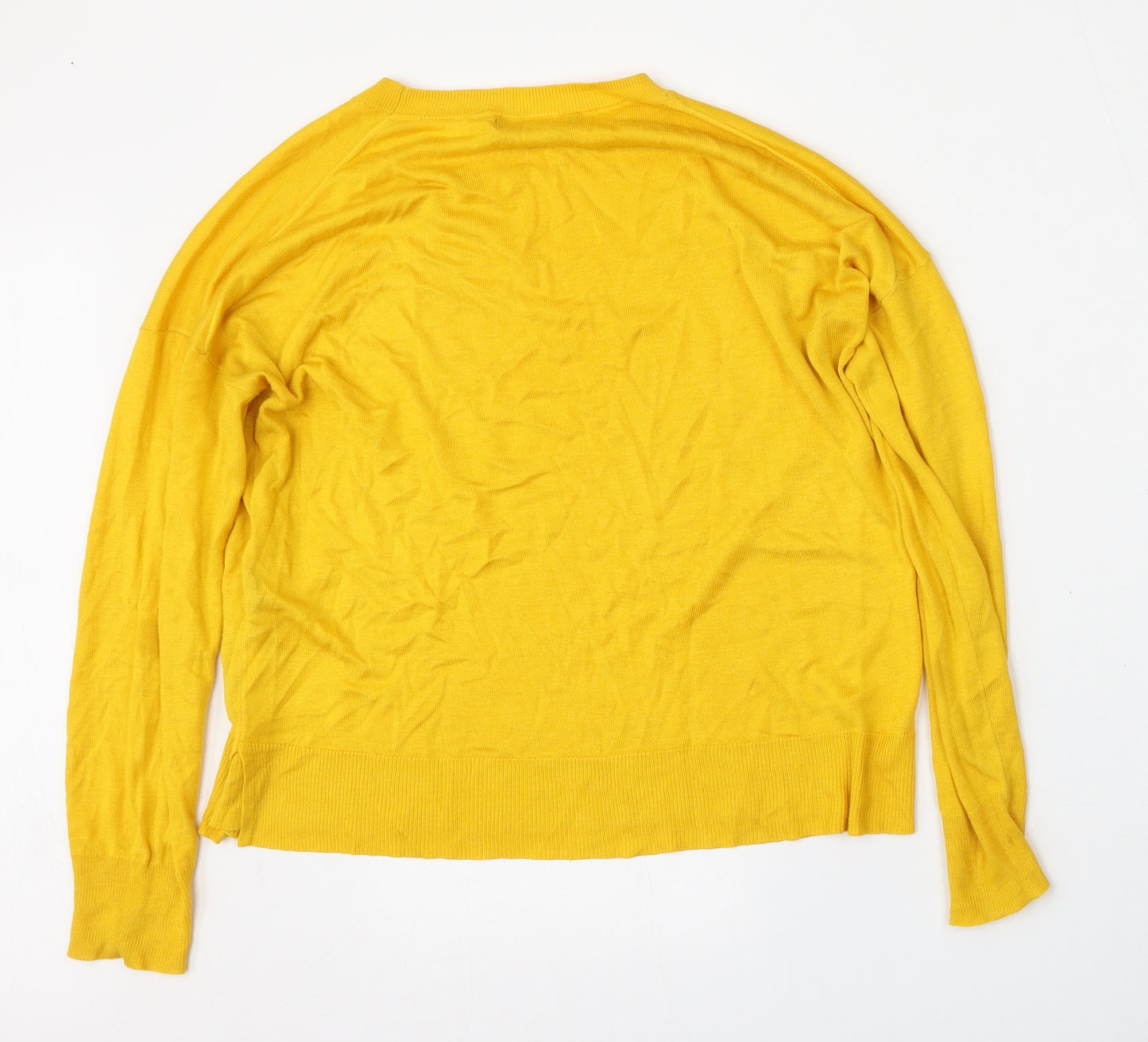 Zara Womens Yellow Round Neck  Viscose Pullover Jumper Size M