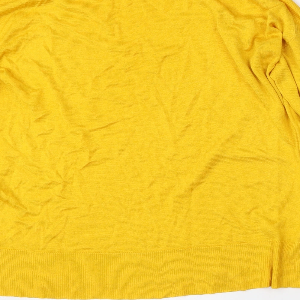 Zara Womens Yellow Round Neck  Viscose Pullover Jumper Size M