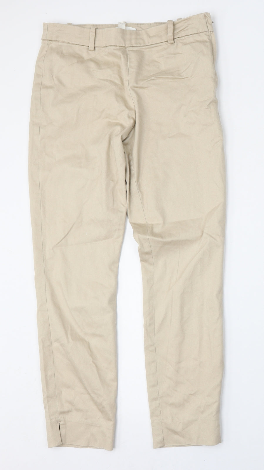 H&M Womens Beige  Cotton Trousers  Size 10 L27 in Regular