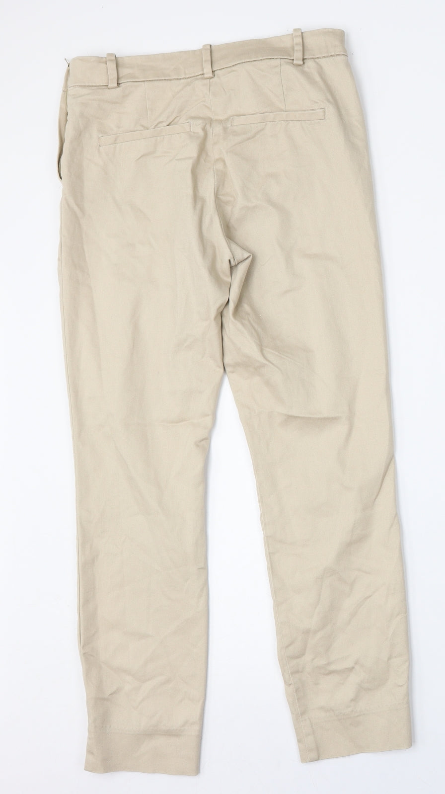 H&M Womens Beige  Cotton Trousers  Size 10 L27 in Regular