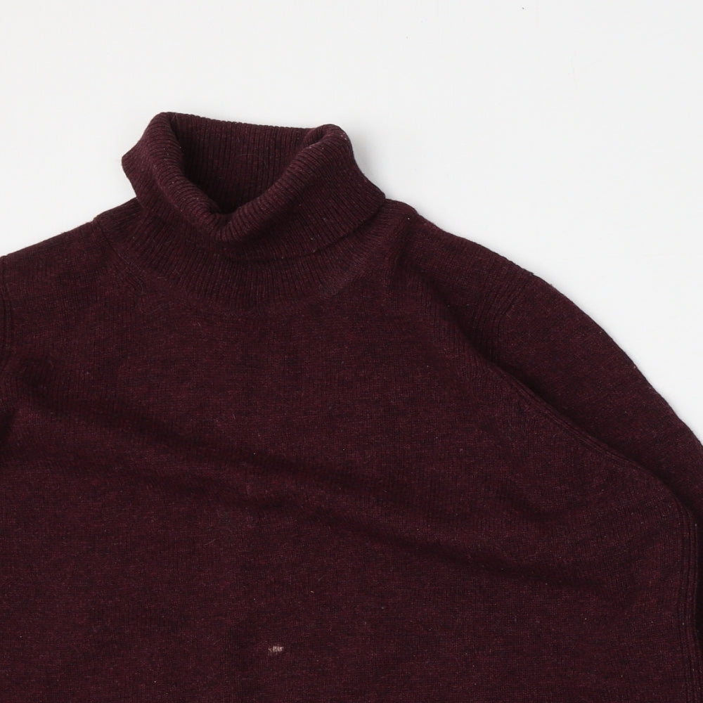 Marks and Spencer Womens Red Roll Neck  Wool Pullover Jumper Size 16