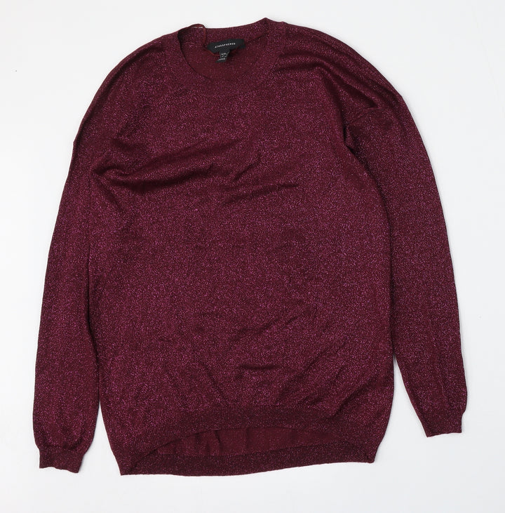 Atmosphere Womens Purple Round Neck Viscose Pullover Jumper Size 8