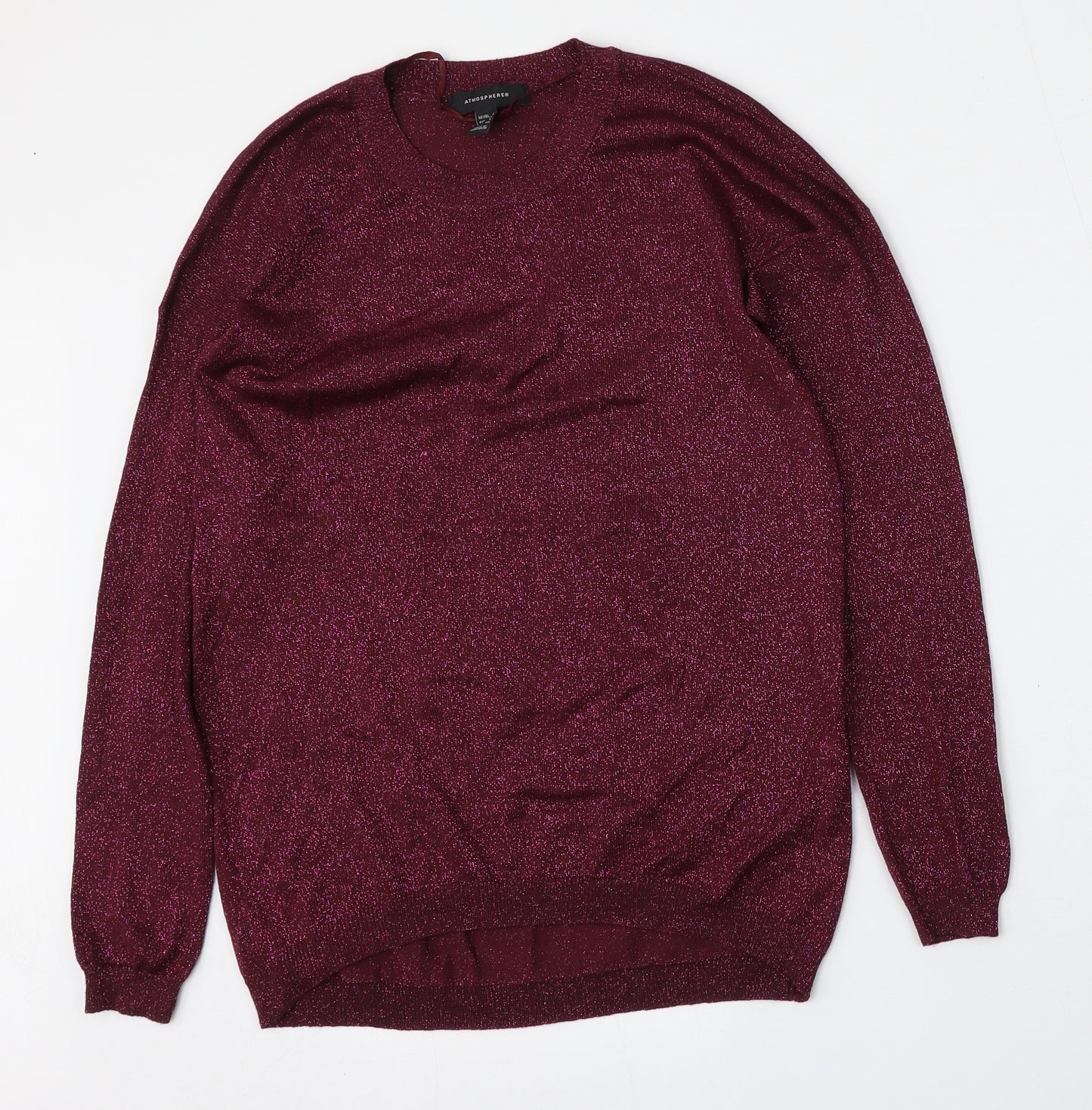 Atmosphere Womens Purple Round Neck  Viscose Pullover Jumper Size 8