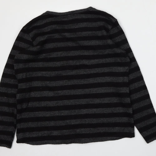 Zara Womens Grey Round Neck Striped Polyester Pullover Jumper Size M