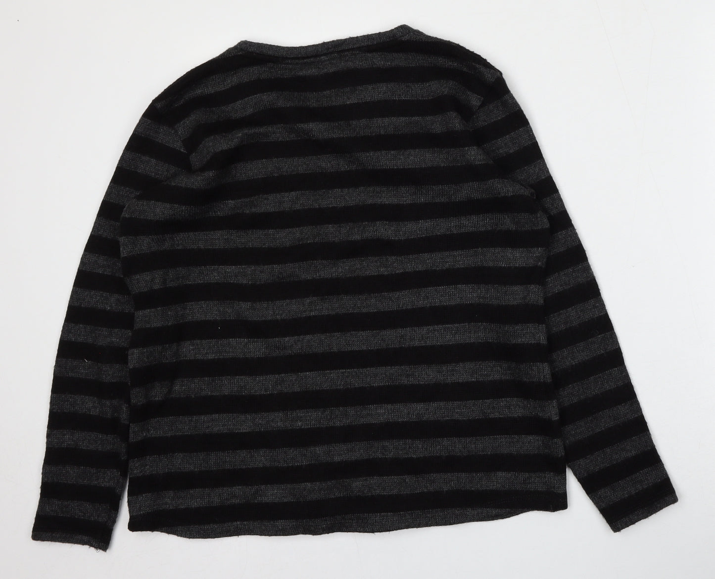 Zara Womens Grey Round Neck Striped Polyester Pullover Jumper Size M