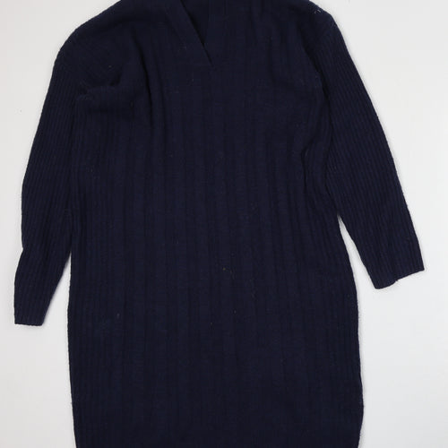 TU Womens Blue Collared  Acrylic Pullover Jumper Size 10