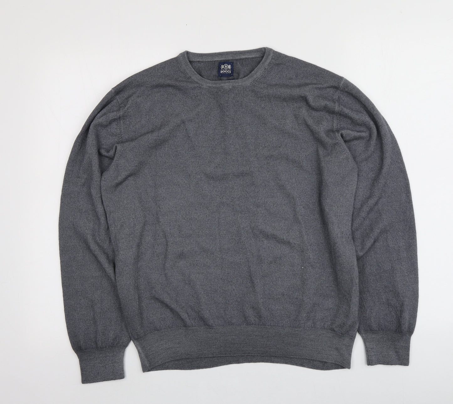 Boggi Mens Grey Round Neck  Wool Pullover Jumper Size XL