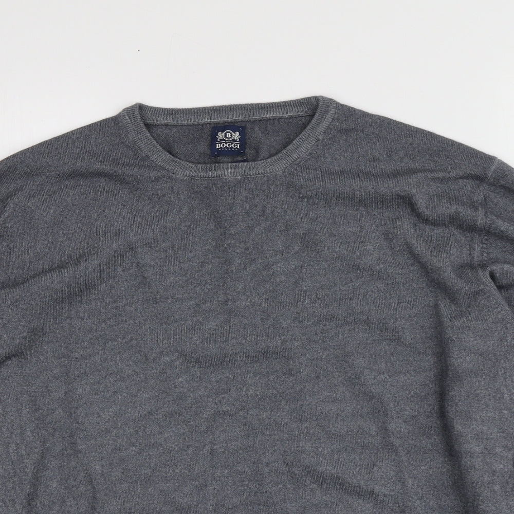 Boggi Mens Grey Round Neck  Wool Pullover Jumper Size XL