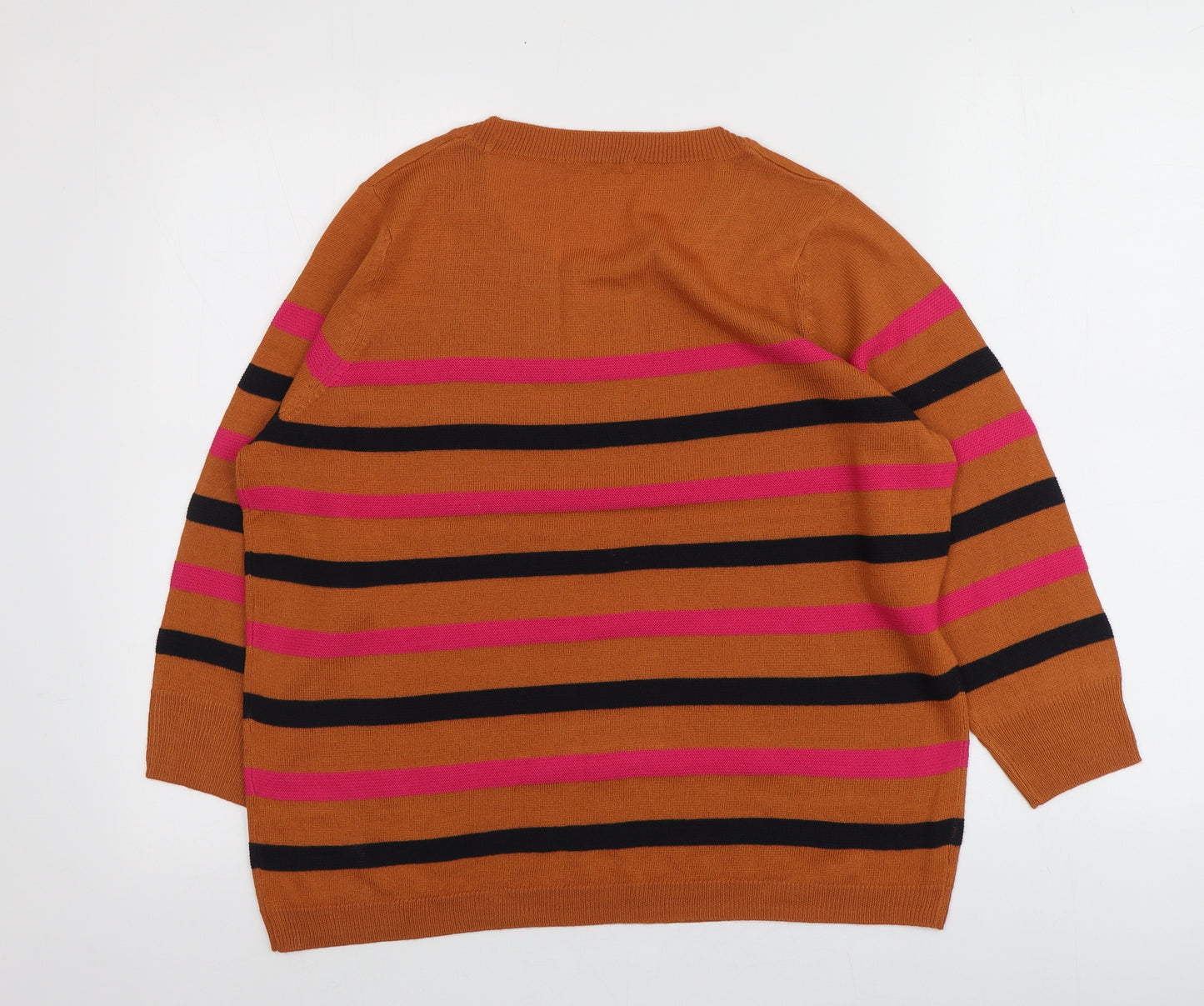 TU Womens Multicoloured Round Neck Striped Acrylic Pullover Jumper Size 16