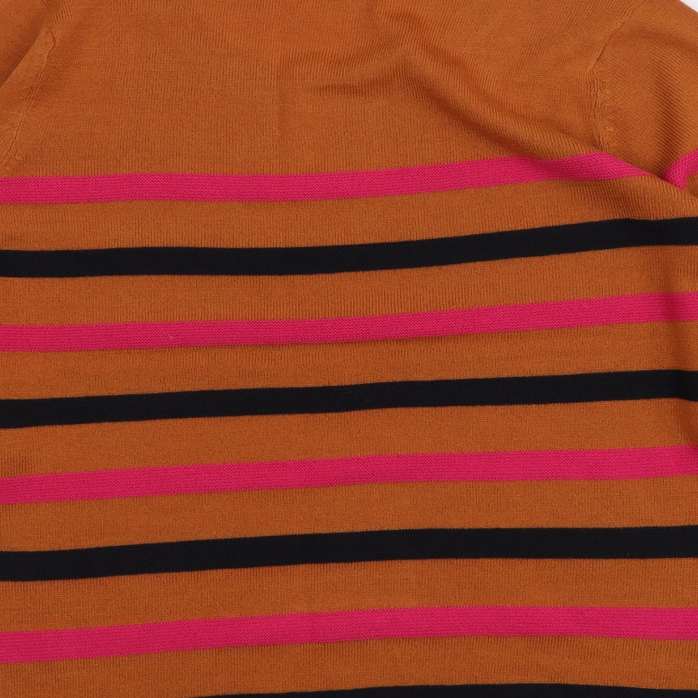 TU Womens Multicoloured Round Neck Striped Acrylic Pullover Jumper Size 16