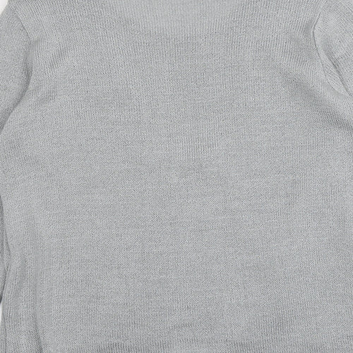 Classic Womens Grey V-Neck  Acrylic Cardigan Jumper Size M