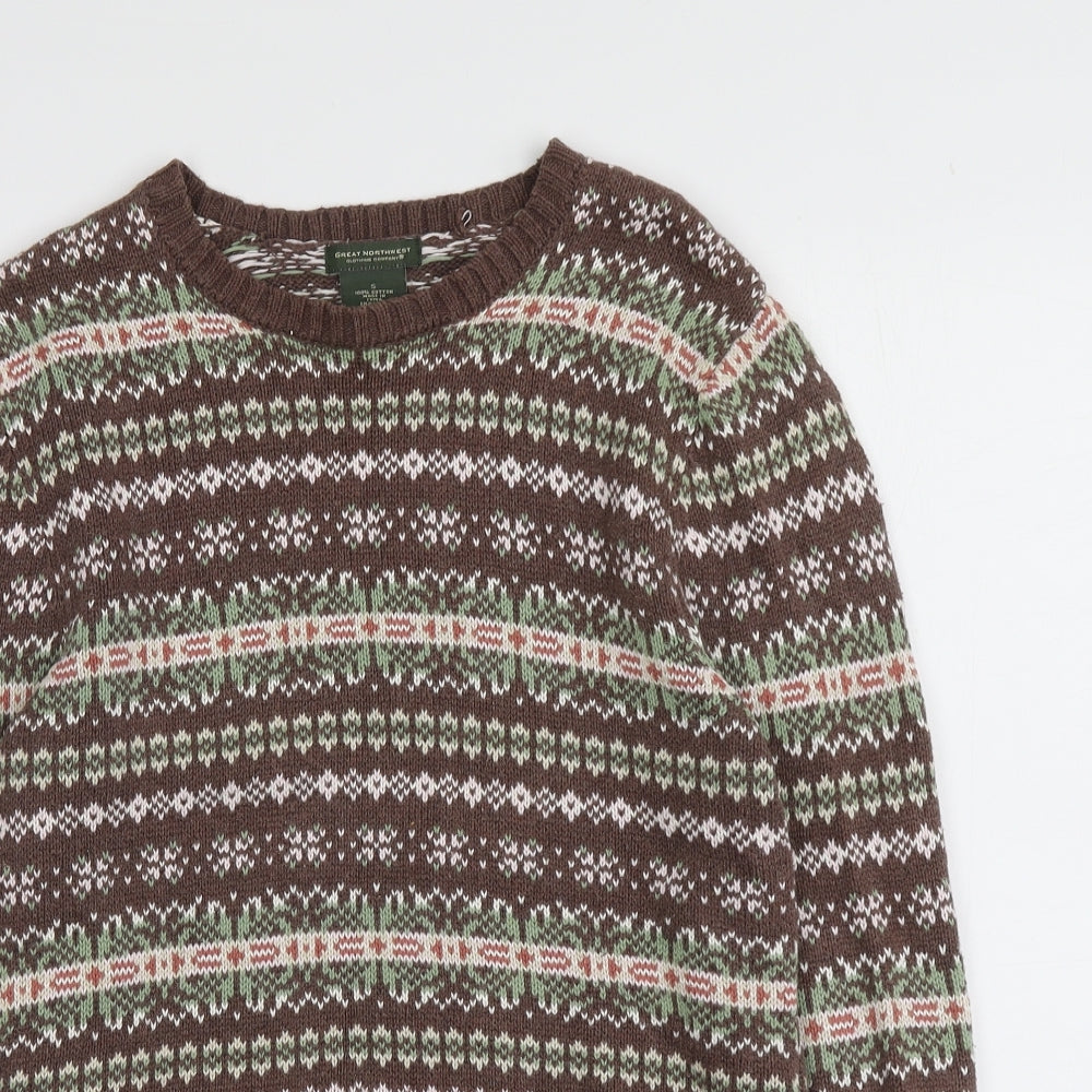 Great Northwest Womens Multicoloured Round Neck Plaid 100% Cotton Pullover Jumper Size S