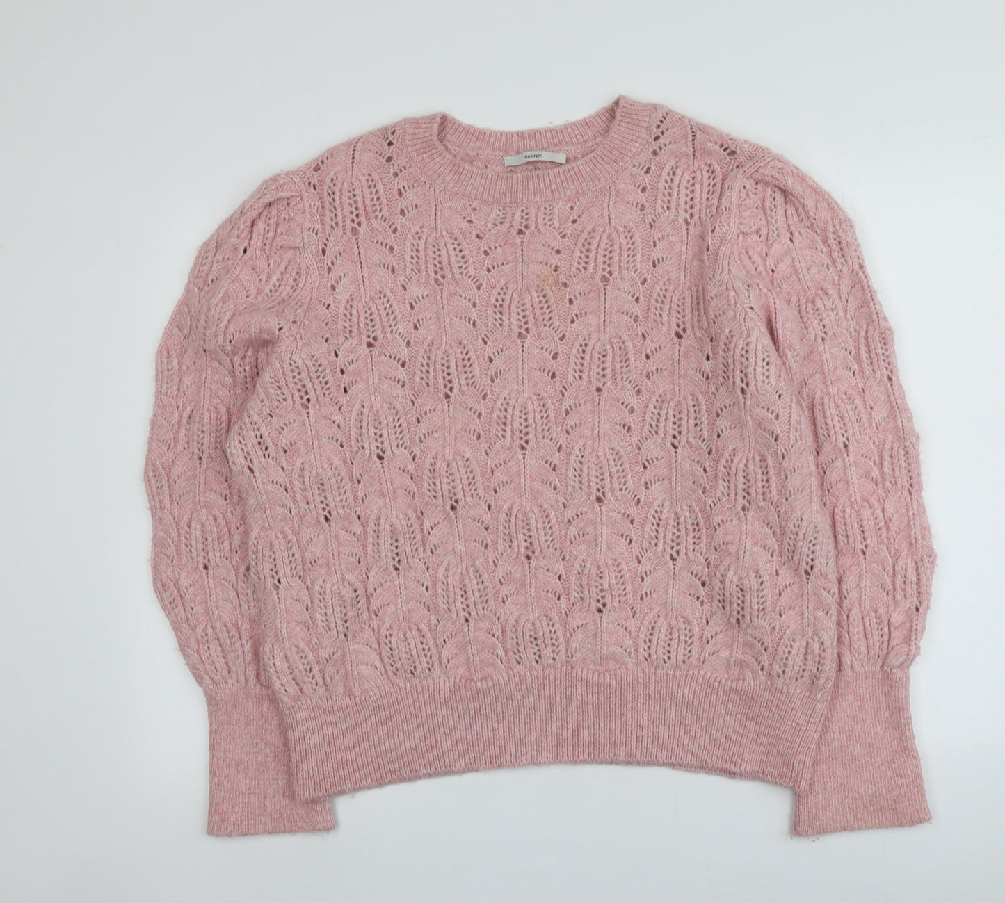 George Womens Pink Round Neck  Acrylic Pullover Jumper Size XL