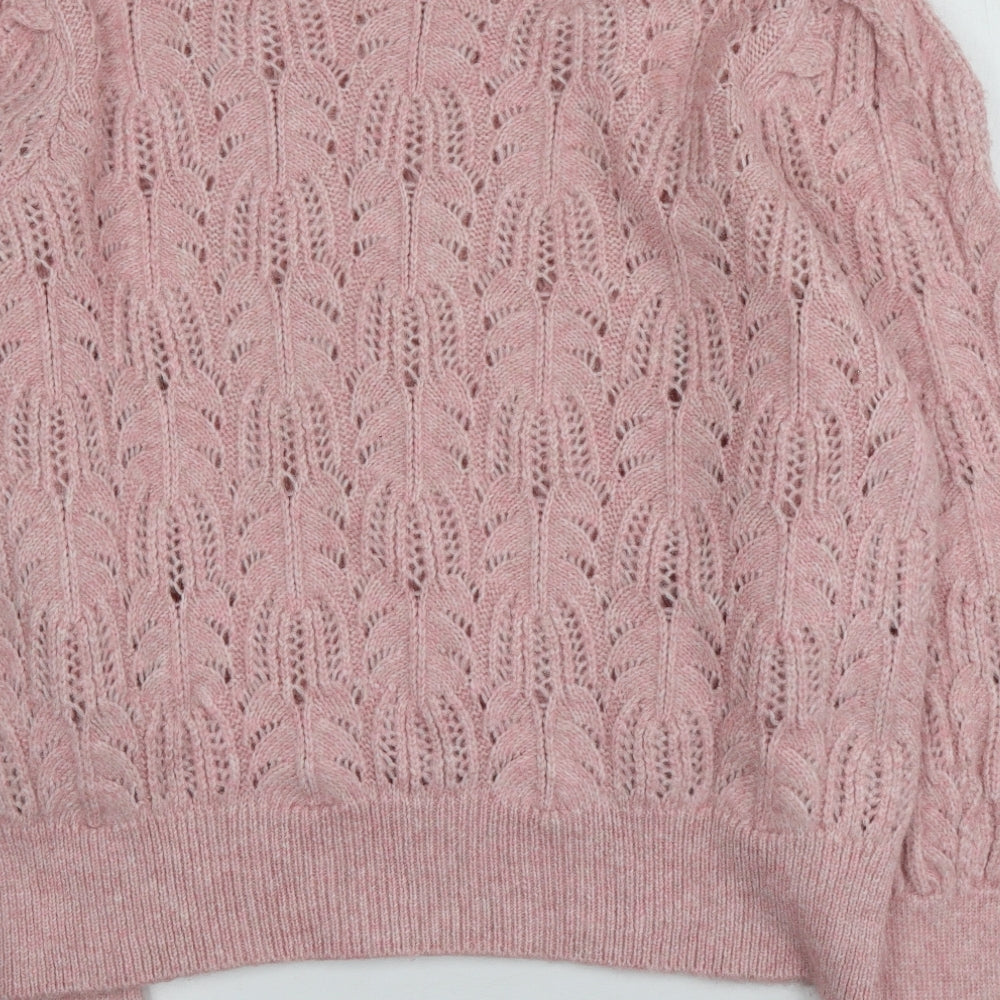 George Womens Pink Round Neck  Acrylic Pullover Jumper Size XL