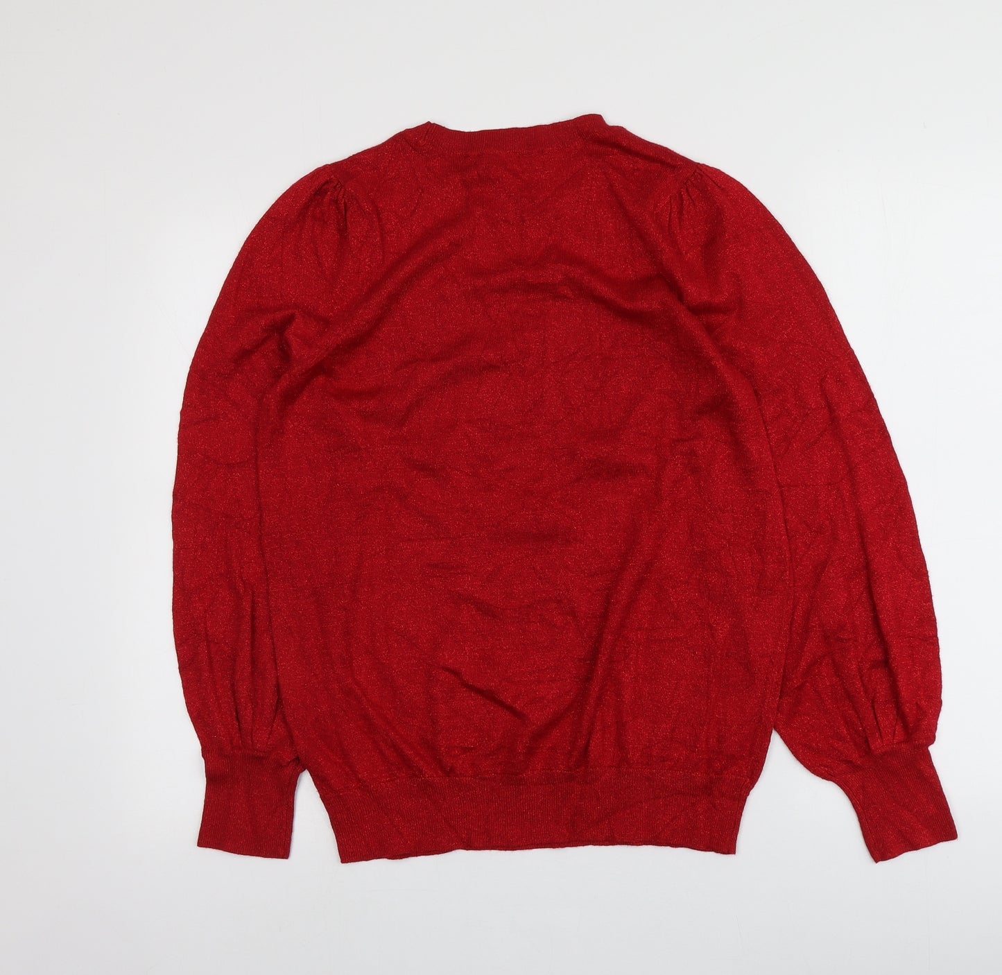 F&F Womens Red Round Neck  Viscose Pullover Jumper Size 16