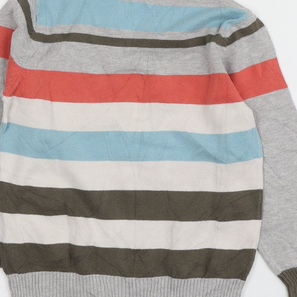 Cherokee Boys Multicoloured V-Neck Striped 100% Cotton Pullover Jumper Size 3-4 Years