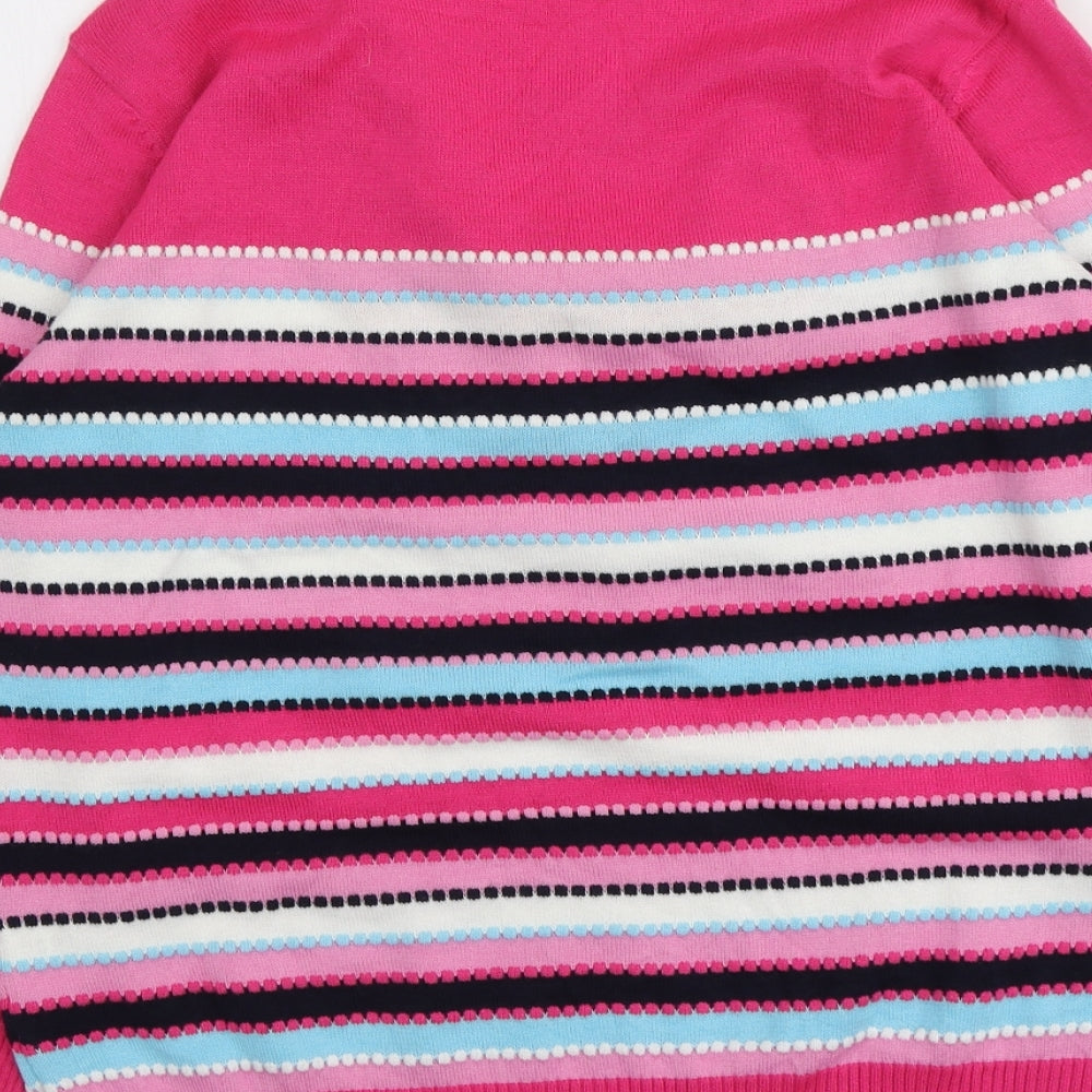 Rabe Womens Pink Round Neck Striped Cotton Pullover Jumper Size 36