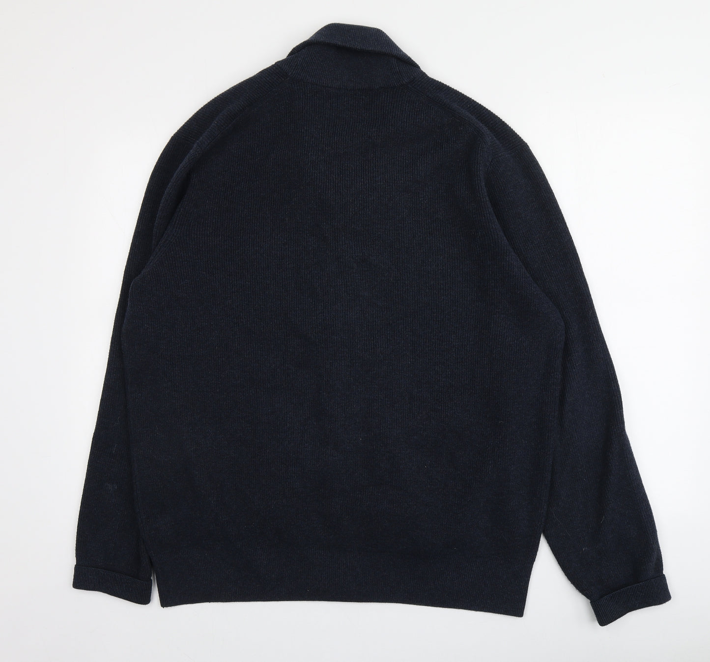 M&S Mens Blue V-Neck  Polyester Cardigan Jumper Size XL