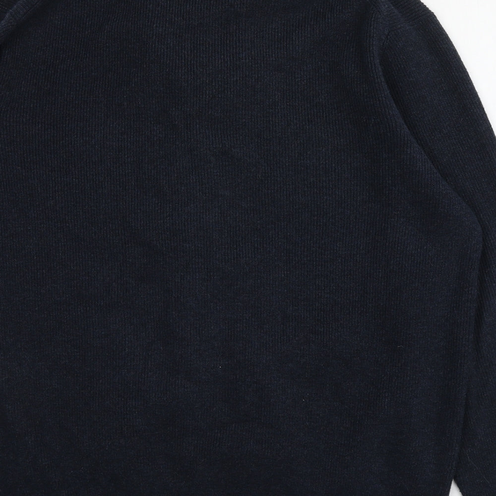 M&S Mens Blue V-Neck  Polyester Cardigan Jumper Size XL