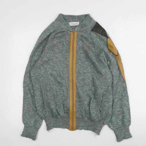 I Leopardi  Mens Blue Round Neck  Flax Full Zip Jumper Size S
