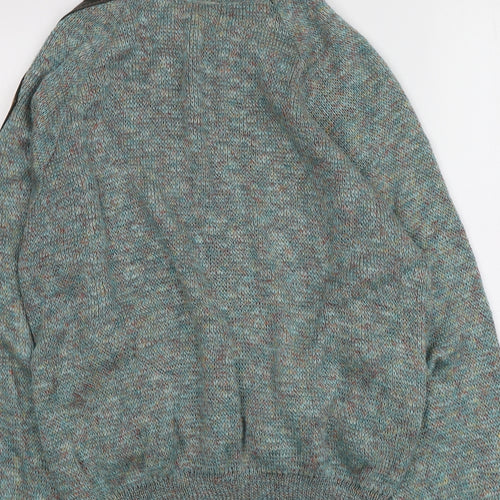 I Leopardi  Mens Blue Round Neck  Flax Full Zip Jumper Size S