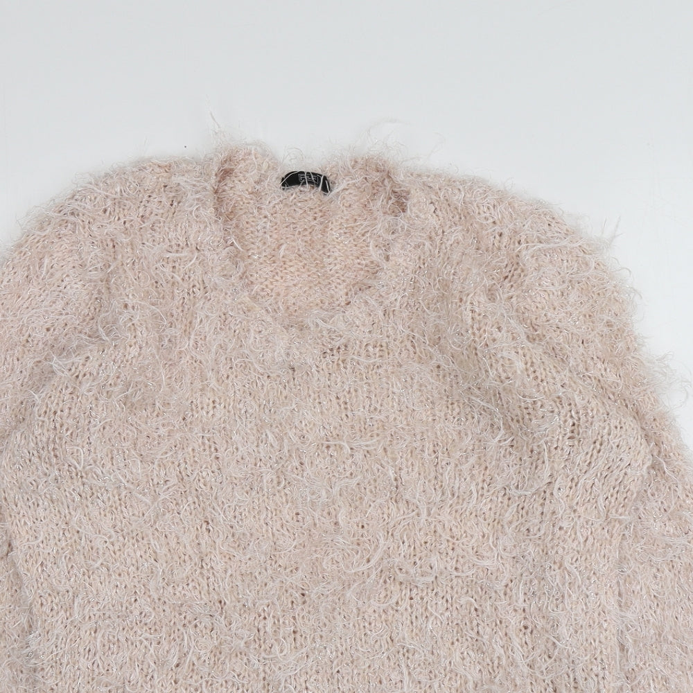 F&F Womens Pink Round Neck  Polyester Pullover Jumper Size 16