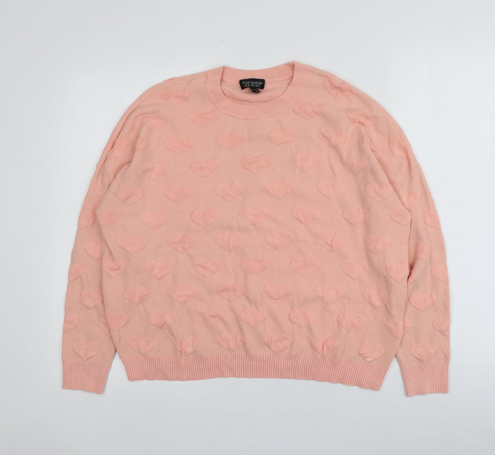 Topshop Womens Pink Round Neck  Viscose Pullover Jumper Size 10