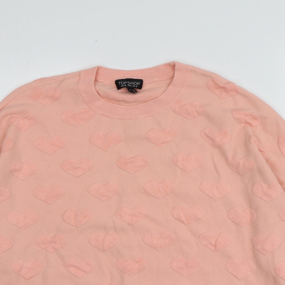Topshop Womens Pink Round Neck  Viscose Pullover Jumper Size 10