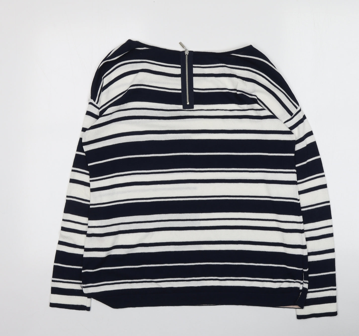 Wallis Womens Blue Striped Viscose Basic T-Shirt Size S Round Neck