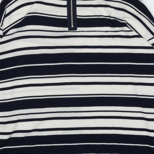 Wallis Womens Blue Striped Viscose Basic T-Shirt Size S Round Neck