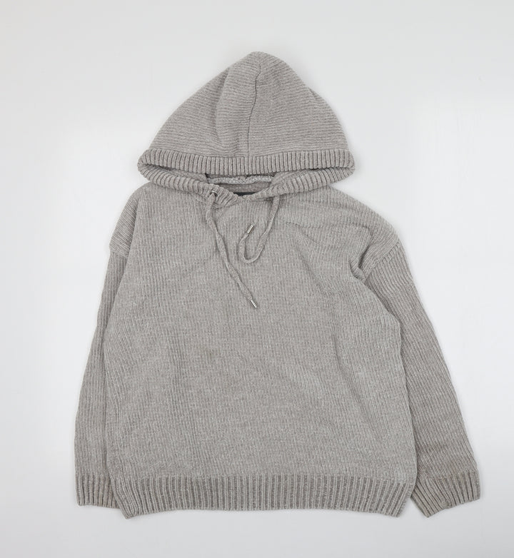 Primark Womens Grey 100% Polyester Pullover Hoodie Size XS