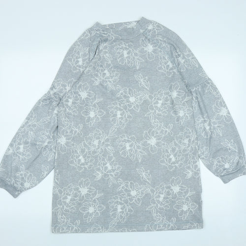 Marks and Spencer Womens Green Round Neck Floral Polyester Pullover Jumper Size 10
