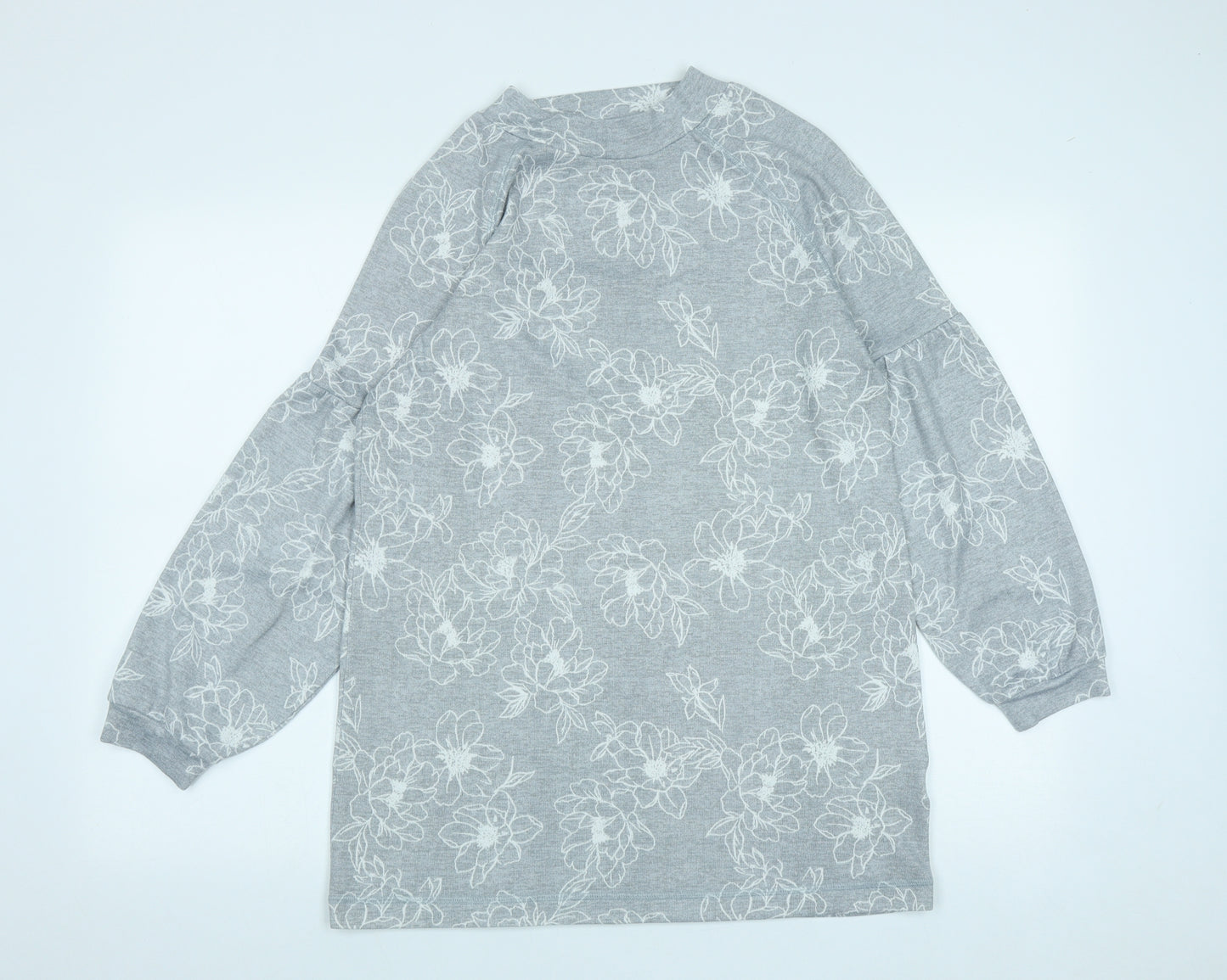 Marks and Spencer Womens Green Round Neck Floral Polyester Pullover Jumper Size 10