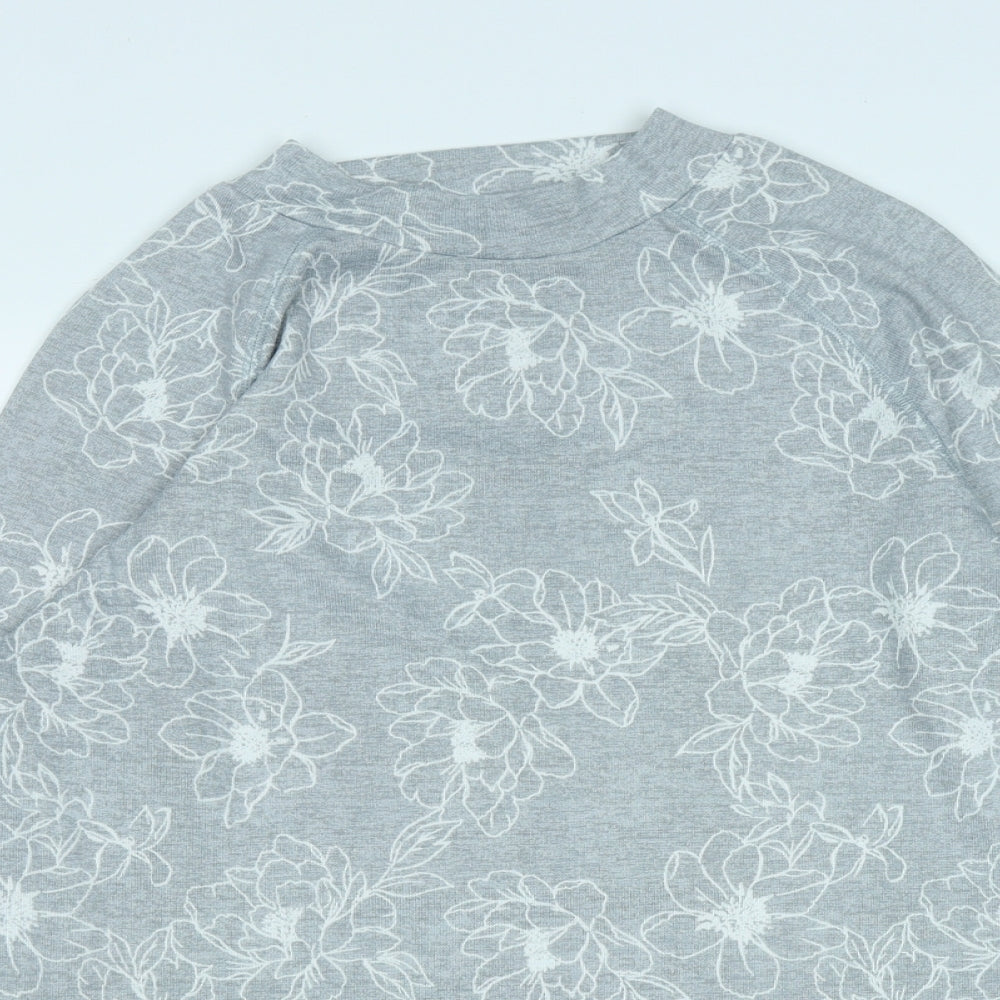 Marks and Spencer Womens Green Round Neck Floral Polyester Pullover Jumper Size 10