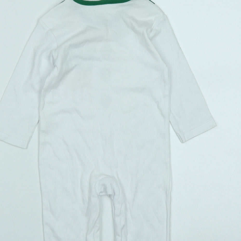 Adams Baby White  Cotton Babygrow One-Piece Size 6-9 Months  Snap - Snowman Christmas