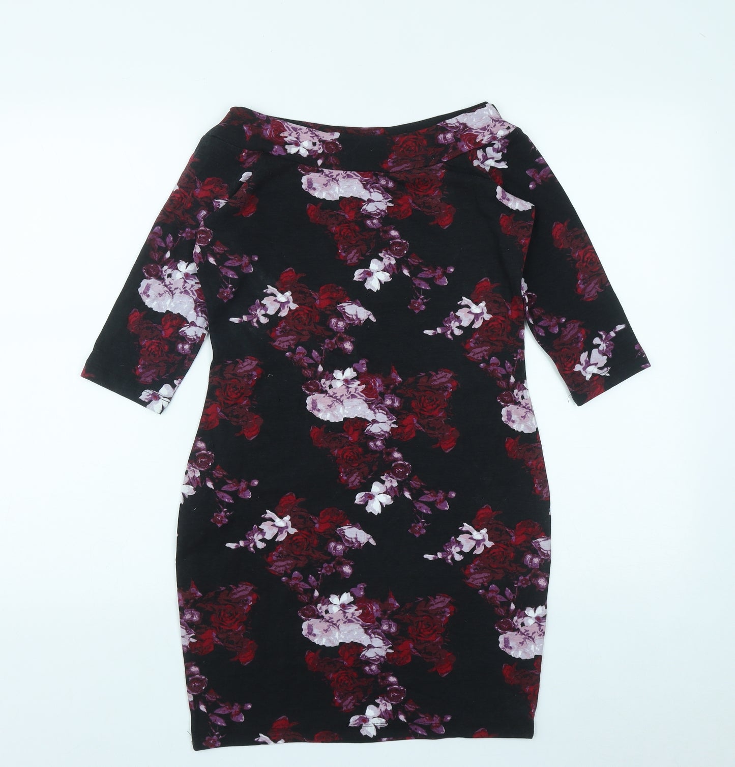 Atmosphere Womens Multicoloured Floral Cotton Bodycon  Size 10  Boat Neck