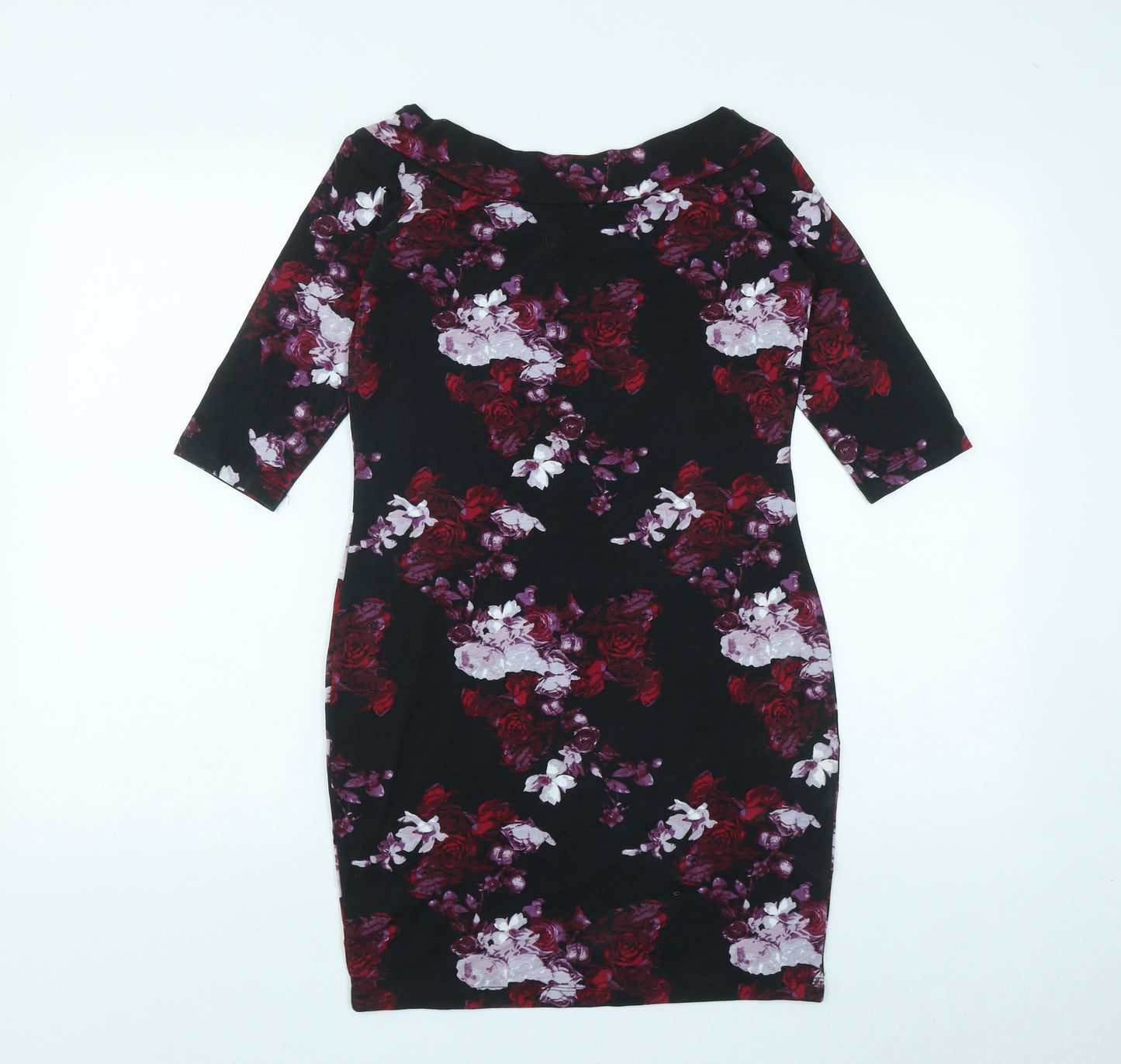 Atmosphere Womens Multicoloured Floral Cotton Bodycon  Size 10  Boat Neck