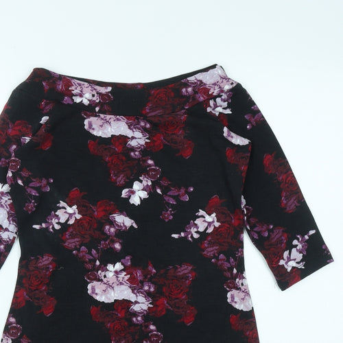 Atmosphere Womens Multicoloured Floral Cotton Bodycon  Size 10  Boat Neck