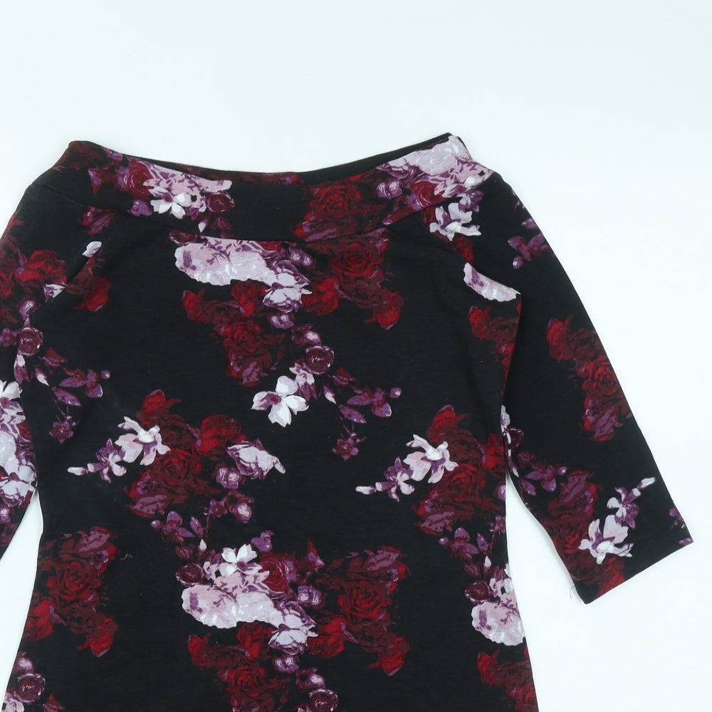 Atmosphere Womens Multicoloured Floral Cotton Bodycon  Size 10  Boat Neck