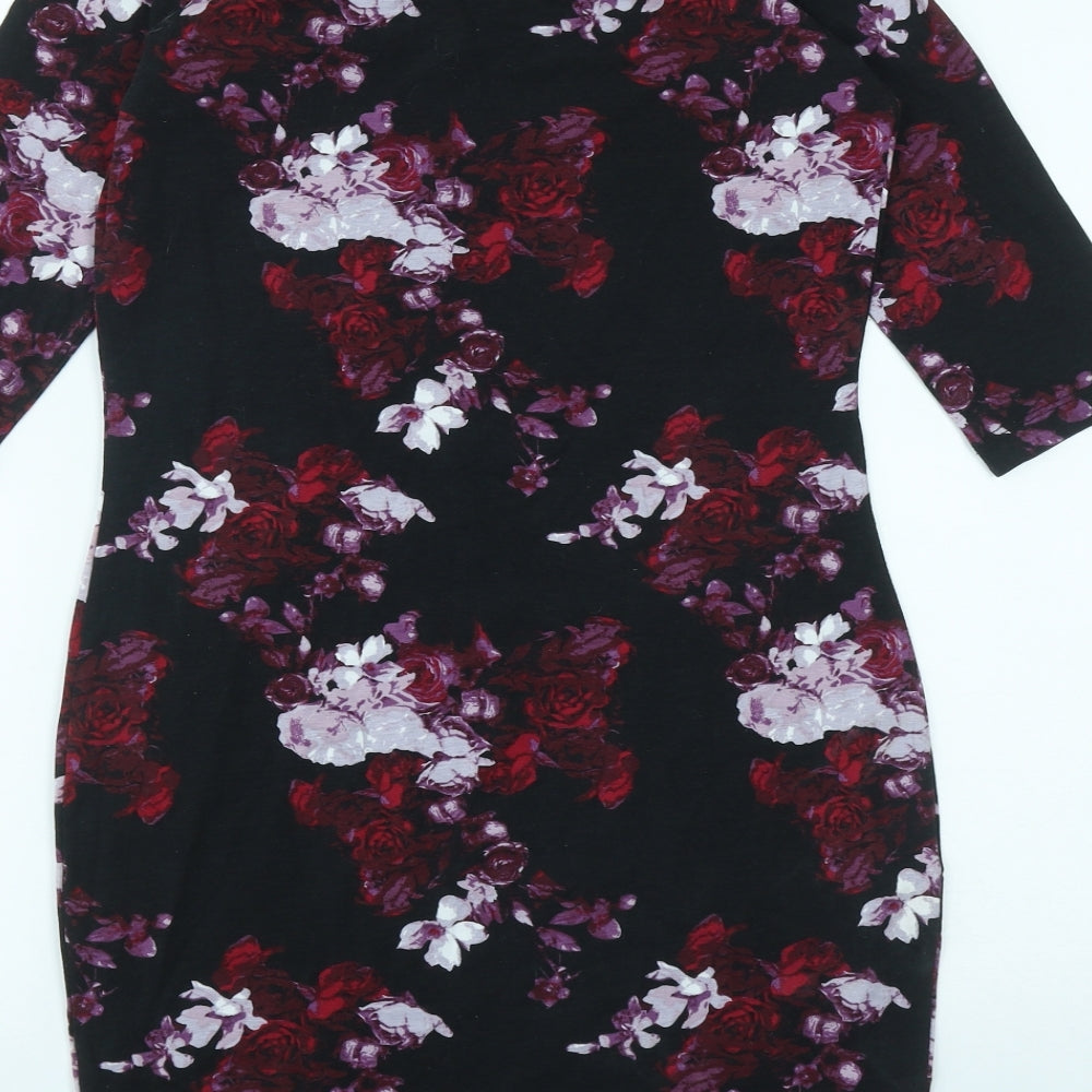 Atmosphere Womens Multicoloured Floral Cotton Bodycon  Size 10  Boat Neck