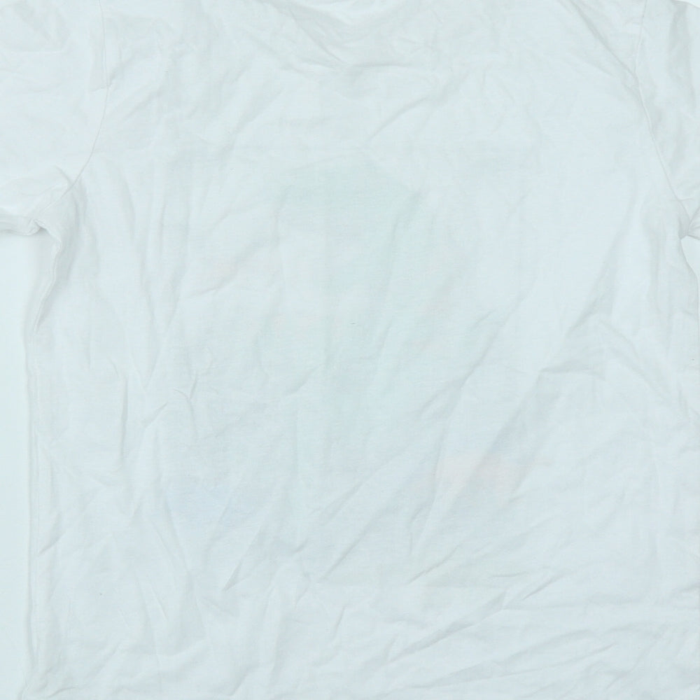 Dunnes  Boys White  Cotton Basic Casual Size 9-10 Years Round Neck  - Dinasour Print
