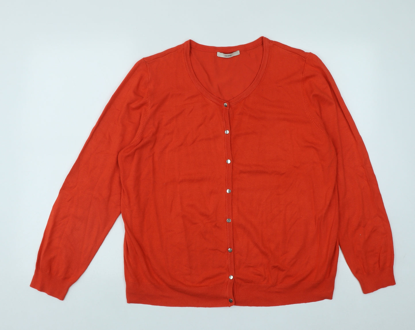 George Womens Orange Round Neck  Viscose Cardigan Jumper Size 22