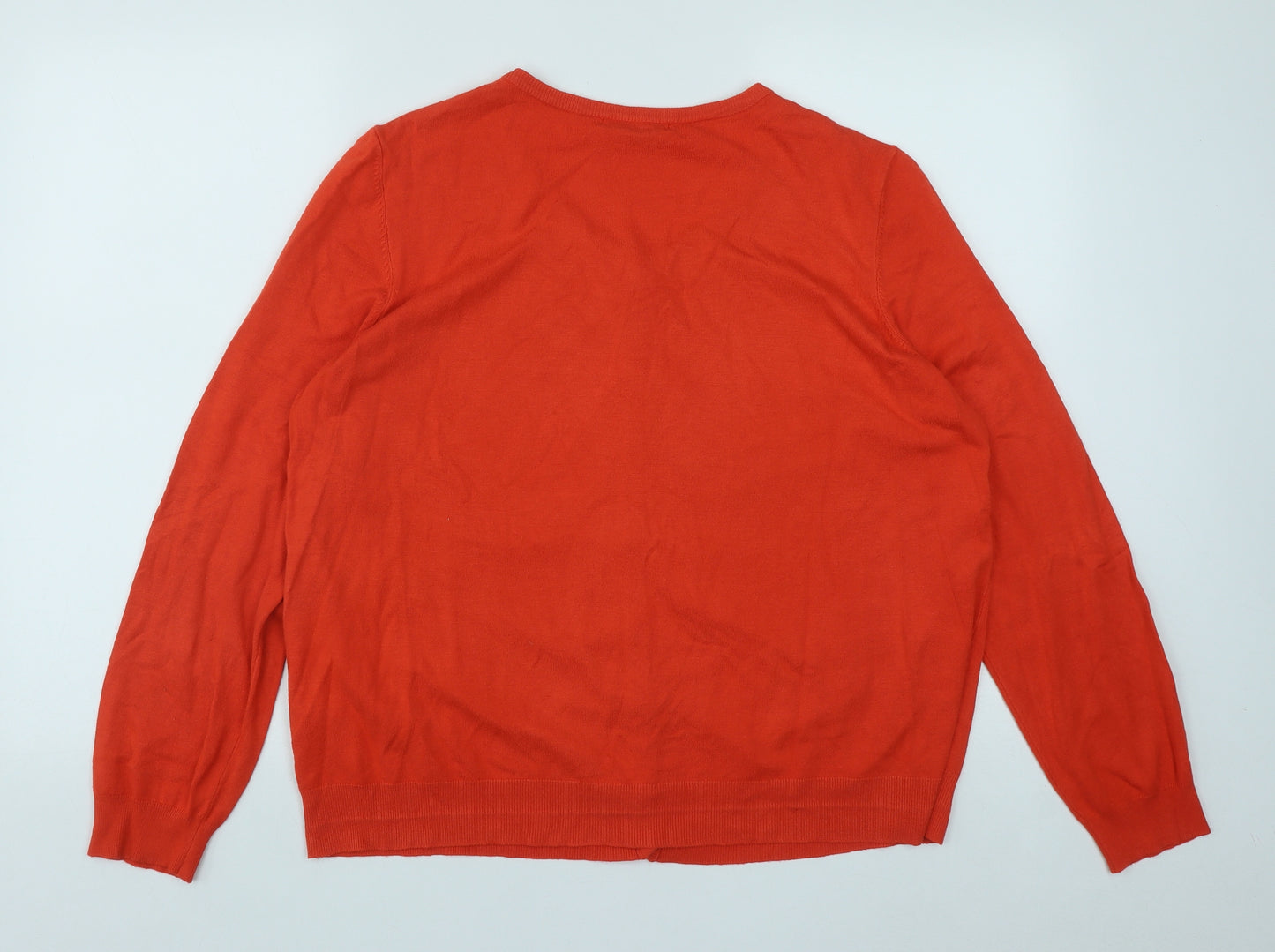 George Womens Orange Round Neck  Viscose Cardigan Jumper Size 22